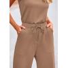 imagePRETTYGARDEN Jumpsuits for Women Casual 2026 Summer Sleeveless Wide Leg Pants Rompers One Piece Beach Vacation Spring OutfitsKhaki