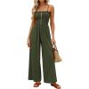 imagePRETTYGARDEN Jumpsuits for Women Dressy 2026 Summer Sleeveless Casual Wide Leg Rompers Spring Cruise Vacation OutfitsArmy Green
