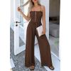 imagePRETTYGARDEN Jumpsuits for Women Dressy 2026 Summer Sleeveless Casual Wide Leg Rompers Spring Cruise Vacation OutfitsBrown