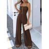 imagePRETTYGARDEN Jumpsuits for Women Dressy 2026 Summer Sleeveless Casual Wide Leg Rompers Spring Cruise Vacation OutfitsBrown