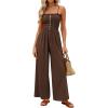 imagePRETTYGARDEN Jumpsuits for Women Dressy 2026 Summer Sleeveless Casual Wide Leg Rompers Spring Cruise Vacation OutfitsBrown