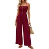 imagePRETTYGARDEN Jumpsuits for Women Dressy 2026 Summer Sleeveless Casual Wide Leg Rompers Spring Cruise Vacation OutfitsBurgundy
