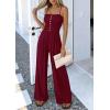 imagePRETTYGARDEN Jumpsuits for Women Dressy 2026 Summer Sleeveless Casual Wide Leg Rompers Spring Cruise Vacation OutfitsBurgundy