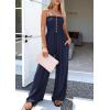 imagePRETTYGARDEN Jumpsuits for Women Dressy 2026 Summer Sleeveless Casual Wide Leg Rompers Spring Cruise Vacation OutfitsNavy