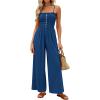 imagePRETTYGARDEN Jumpsuits for Women Dressy 2026 Summer Sleeveless Casual Wide Leg Rompers Spring Cruise Vacation OutfitsNavy Blue