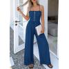 imagePRETTYGARDEN Jumpsuits for Women Dressy 2026 Summer Sleeveless Casual Wide Leg Rompers Spring Cruise Vacation OutfitsNavy Blue