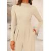 imagePRETTYGARDEN Jumpsuits for Women Dressy Fall Fashion Clothing 2026 Long Sleeve Mock Neck Date Night Rompers Business OutfitsBeige