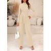 imagePRETTYGARDEN Jumpsuits for Women Dressy Fall Fashion Clothing 2026 Long Sleeve Mock Neck Date Night Rompers Business OutfitsBeige