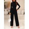 imagePRETTYGARDEN Jumpsuits for Women Dressy Fall Fashion Clothing 2026 Long Sleeve Mock Neck Date Night Rompers Business OutfitsBlack