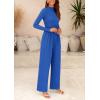 imagePRETTYGARDEN Jumpsuits for Women Dressy Fall Fashion Clothing 2026 Long Sleeve Mock Neck Date Night Rompers Business OutfitsBlue