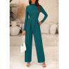 imagePRETTYGARDEN Jumpsuits for Women Dressy Fall Fashion Clothing 2026 Long Sleeve Mock Neck Date Night Rompers Business OutfitsBlue Green