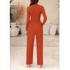 imagePRETTYGARDEN Jumpsuits for Women Dressy Fall Fashion Clothing 2026 Long Sleeve Mock Neck Date Night Rompers Business OutfitsBrick Red