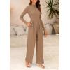 imagePRETTYGARDEN Jumpsuits for Women Dressy Fall Fashion Clothing 2026 Long Sleeve Mock Neck Date Night Rompers Business OutfitsCamel