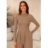 imagePRETTYGARDEN Jumpsuits for Women Dressy Fall Fashion Clothing 2026 Long Sleeve Mock Neck Date Night Rompers Business OutfitsCamel