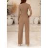 imagePRETTYGARDEN Jumpsuits for Women Dressy Fall Fashion Clothing 2026 Long Sleeve Mock Neck Date Night Rompers Business OutfitsCamel