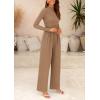 imagePRETTYGARDEN Jumpsuits for Women Dressy Fall Fashion Clothing 2026 Long Sleeve Mock Neck Date Night Rompers Business OutfitsCamel
