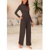 imagePRETTYGARDEN Jumpsuits for Women Dressy Fall Fashion Clothing 2026 Long Sleeve Mock Neck Date Night Rompers Business OutfitsCoffee
