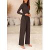imagePRETTYGARDEN Jumpsuits for Women Dressy Fall Fashion Clothing 2026 Long Sleeve Mock Neck Date Night Rompers Business OutfitsCoffee