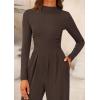 imagePRETTYGARDEN Jumpsuits for Women Dressy Fall Fashion Clothing 2026 Long Sleeve Mock Neck Date Night Rompers Business OutfitsCoffee