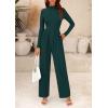 imagePRETTYGARDEN Jumpsuits for Women Dressy Fall Fashion Clothing 2026 Long Sleeve Mock Neck Date Night Rompers Business OutfitsDark Green