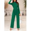 imagePRETTYGARDEN Jumpsuits for Women Dressy Fall Fashion Clothing 2026 Long Sleeve Mock Neck Date Night Rompers Business OutfitsGreen