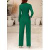 imagePRETTYGARDEN Jumpsuits for Women Dressy Fall Fashion Clothing 2026 Long Sleeve Mock Neck Date Night Rompers Business OutfitsGreen