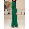 imagePRETTYGARDEN Jumpsuits for Women Dressy Fall Fashion Clothing 2026 Long Sleeve Mock Neck Date Night Rompers Business OutfitsGreen