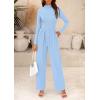 imagePRETTYGARDEN Jumpsuits for Women Dressy Fall Fashion Clothing 2026 Long Sleeve Mock Neck Date Night Rompers Business OutfitsLight Blue