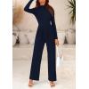 imagePRETTYGARDEN Jumpsuits for Women Dressy Fall Fashion Clothing 2026 Long Sleeve Mock Neck Date Night Rompers Business OutfitsNavy
