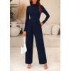 imagePRETTYGARDEN Jumpsuits for Women Dressy Fall Fashion Clothing 2026 Long Sleeve Mock Neck Date Night Rompers Business OutfitsNavy