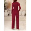 imagePRETTYGARDEN Jumpsuits for Women Dressy Fall Fashion Clothing 2026 Long Sleeve Mock Neck Date Night Rompers Business OutfitsWine Red