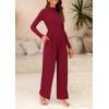 imagePRETTYGARDEN Jumpsuits for Women Dressy Fall Fashion Clothing 2026 Long Sleeve Mock Neck Date Night Rompers Business OutfitsWine Red