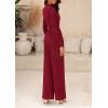 imagePRETTYGARDEN Jumpsuits for Women Dressy Fall Fashion Clothing 2026 Long Sleeve Mock Neck Date Night Rompers Business OutfitsWine Red