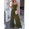 imagePRETTYGARDEN Jumpsuits for Women Summer 2026 Sleeveless Wide Leg Date Night Rompers Beach Vacation Cruise One Piece OutfitsArmy Green