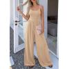 imagePRETTYGARDEN Jumpsuits for Women Summer 2026 Sleeveless Wide Leg Date Night Rompers Beach Vacation Cruise One Piece OutfitsBeige