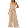 imagePRETTYGARDEN Jumpsuits for Women Summer 2026 Sleeveless Wide Leg Date Night Rompers Beach Vacation Cruise One Piece OutfitsBeige