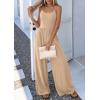 imagePRETTYGARDEN Jumpsuits for Women Summer 2026 Sleeveless Wide Leg Date Night Rompers Beach Vacation Cruise One Piece OutfitsBeige