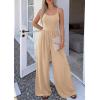 imagePRETTYGARDEN Jumpsuits for Women Summer 2026 Sleeveless Wide Leg Date Night Rompers Beach Vacation Cruise One Piece OutfitsBeige