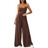 imagePRETTYGARDEN Jumpsuits for Women Summer 2026 Sleeveless Wide Leg Date Night Rompers Beach Vacation Cruise One Piece OutfitsBrown