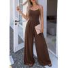imagePRETTYGARDEN Jumpsuits for Women Summer 2026 Sleeveless Wide Leg Date Night Rompers Beach Vacation Cruise One Piece OutfitsBrown