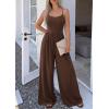 imagePRETTYGARDEN Jumpsuits for Women Summer 2026 Sleeveless Wide Leg Date Night Rompers Beach Vacation Cruise One Piece OutfitsBrown