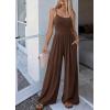 imagePRETTYGARDEN Jumpsuits for Women Summer 2026 Sleeveless Wide Leg Date Night Rompers Beach Vacation Cruise One Piece OutfitsBrown