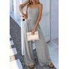 imagePRETTYGARDEN Jumpsuits for Women Summer 2026 Sleeveless Wide Leg Date Night Rompers Beach Vacation Cruise One Piece OutfitsGrey