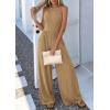 imagePRETTYGARDEN Jumpsuits for Women Summer 2026 Sleeveless Wide Leg Date Night Rompers Beach Vacation Cruise One Piece OutfitsKhaki