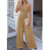 imagePRETTYGARDEN Jumpsuits for Women Summer 2026 Sleeveless Wide Leg Date Night Rompers Beach Vacation Cruise One Piece OutfitsKhaki