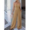 imagePRETTYGARDEN Jumpsuits for Women Summer 2026 Sleeveless Wide Leg Date Night Rompers Beach Vacation Cruise One Piece OutfitsKhaki
