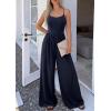 imagePRETTYGARDEN Jumpsuits for Women Summer 2026 Sleeveless Wide Leg Date Night Rompers Beach Vacation Cruise One Piece OutfitsNavy Blue
