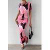 imagePRETTYGARDEN Long Dress for Women Sexy Summer Short Sleeve Crewneck Y2K Printed Maxi Bodycon Dresses Print PinkMedium