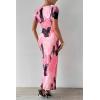 imagePRETTYGARDEN Long Dress for Women Sexy Summer Short Sleeve Crewneck Y2K Printed Maxi Bodycon Dresses Print PinkMedium