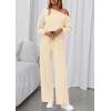 imagePRETTYGARDEN Long Sleeve Jumpsuit For Women Dressy 2026 Off Shoulder One Piece Loose Wide Leg Jumpsuits Casual Flowy RomperApricot